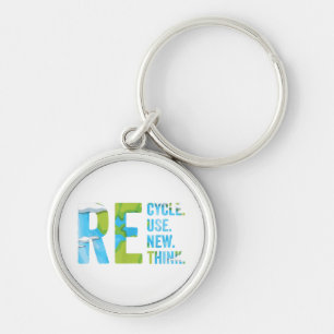 Recycle Reuse Renew Rethink For Earth's Day 2023 Keychain
