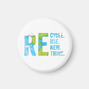 Recycle Reuse Renew Rethink For Earth's Day 2023 Magnet
