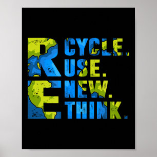 Recycle Reuse Renew Rethink For Earth's Day World  Poster