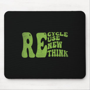 Recycle Reuse Renew Rethink Retro Groovy Earth Day Mouse Pad