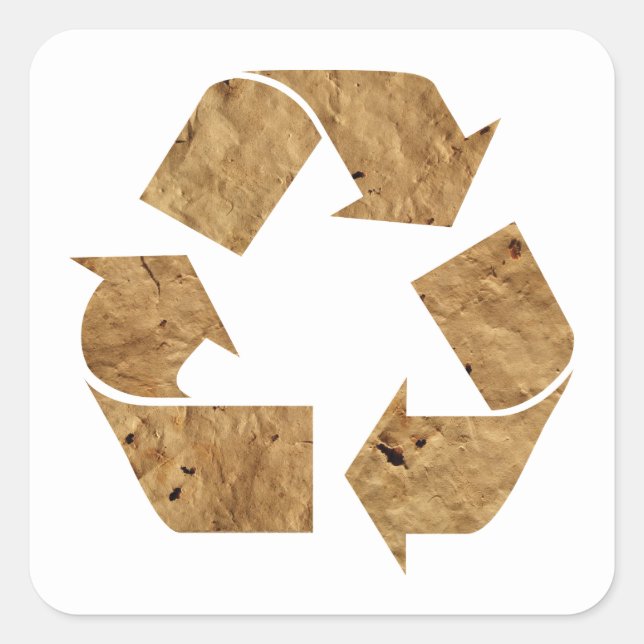 Recycle Sign Grunge Brown Recycling Symbol Square Sticker (Front)
