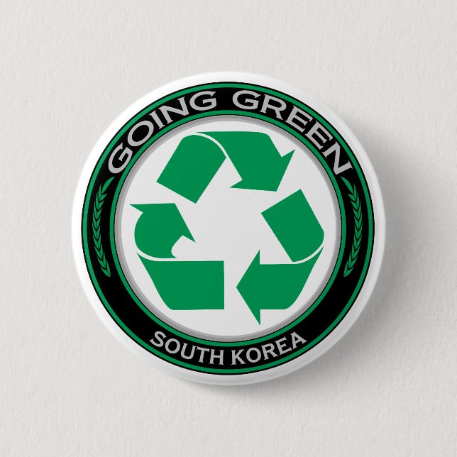 Recycle South Korea 2 Inch Round Button (Front)