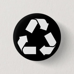 RECYCLE SYMBOL 1 INCH ROUND BUTTON
