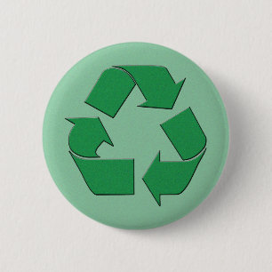 RECYCLE SYMBOL 2 INCH ROUND BUTTON