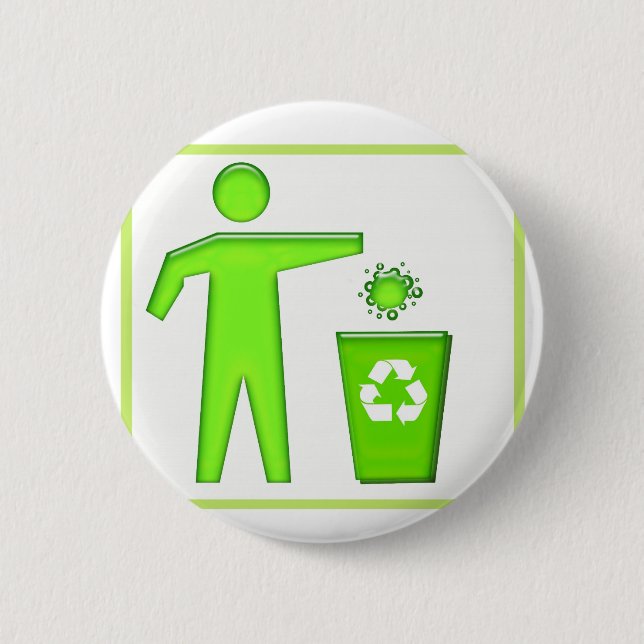 Recycle Symbol 2 Inch Round Button (Front)