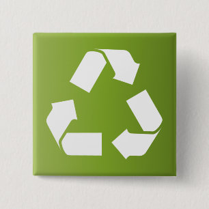 RECYCLE SYMBOL 2 INCH SQUARE BUTTON