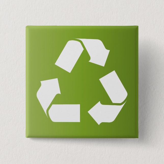 RECYCLE SYMBOL 2 INCH SQUARE BUTTON (Front)