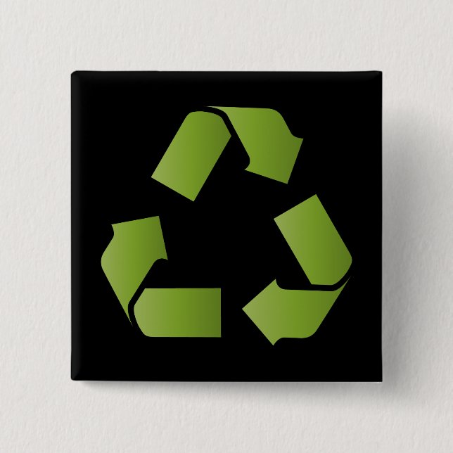 RECYCLE SYMBOL 2 INCH SQUARE BUTTON (Front)