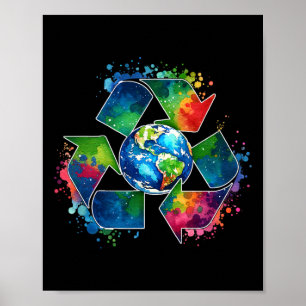 Recycle Symbol With Earth Supporting Earth Day Eve Poster