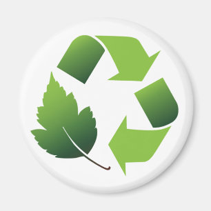 RECYCLE SYMBOL WITH LEAF MAGNET