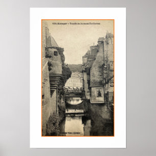 RECYCLED ART: 1900s QUIMPER FRANCE POSTCARD  Poster