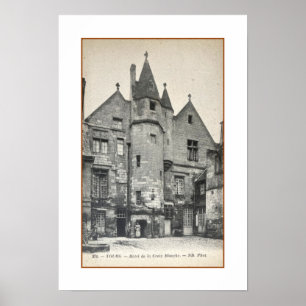 RECYCLED ART: 1900s TOURS FRANCE HOTEL POSTCARD  Poster