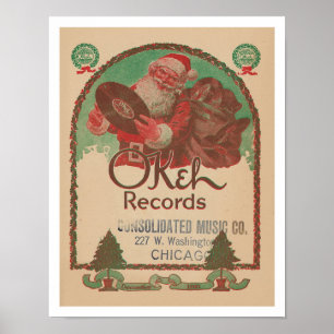 RECYCLED ART: 1920s OKEH RECORDS PAMPHLET XMAS  Poster