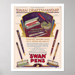RECYCLED ART: 1931 SWAN PEN AD POSTER