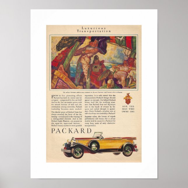 RECYCLED ART: circa 1920s PACKARD ADVERTISING Poster (Front)