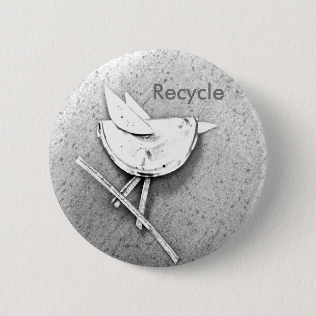 Recycled Bird 2 Inch Round Button (Front)