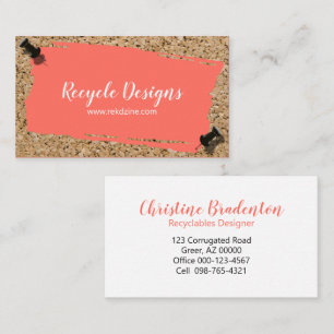 Recycled Coral Scrap Paper On Cork Generic Business Card