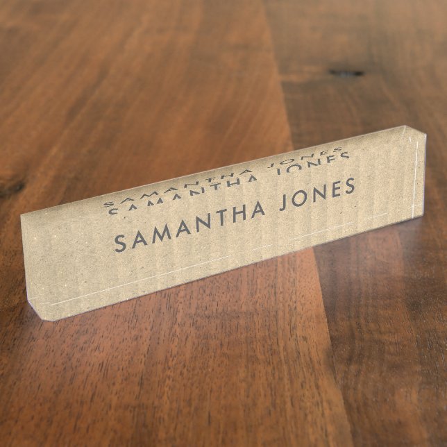 Recycled Craft Paper Classic Personalized Nameplate (Side)