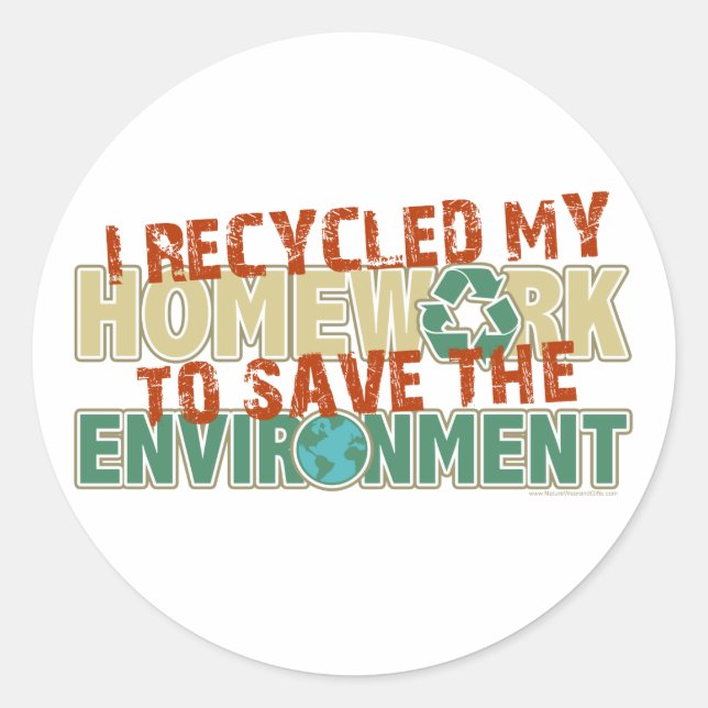 Recycled Homework Classic Round Sticker (Front)