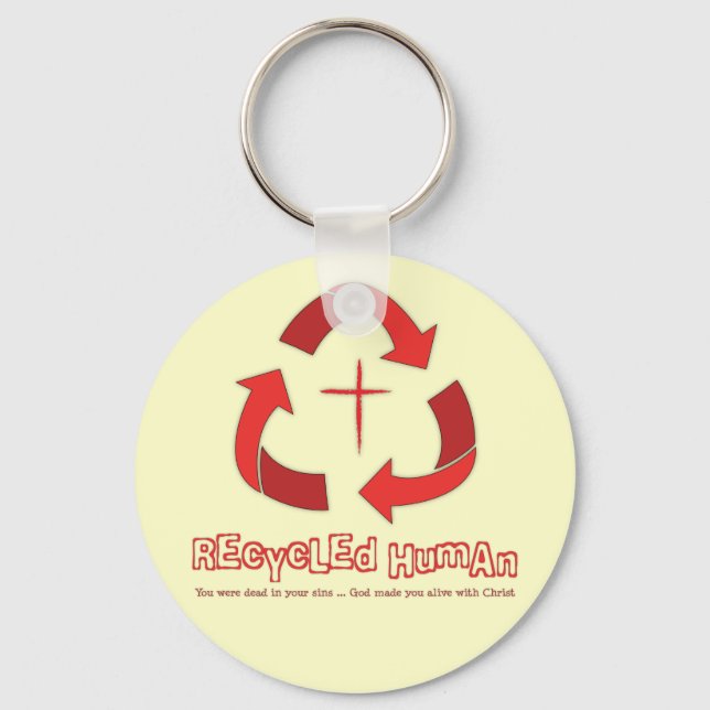 Recycled Human Christian keychain (Front)