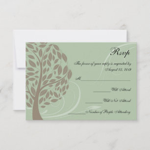 Recycled Sage Green/Brown Stylized Eco Tree RSVP Card