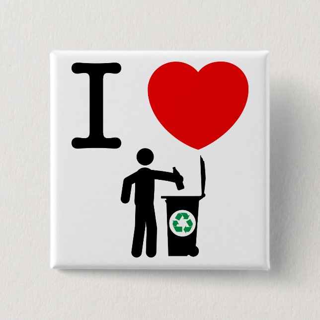 Recycling 2 Inch Square Button (Front)