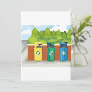 Recycling Bins Colour Coded Waste Sorting Invitation