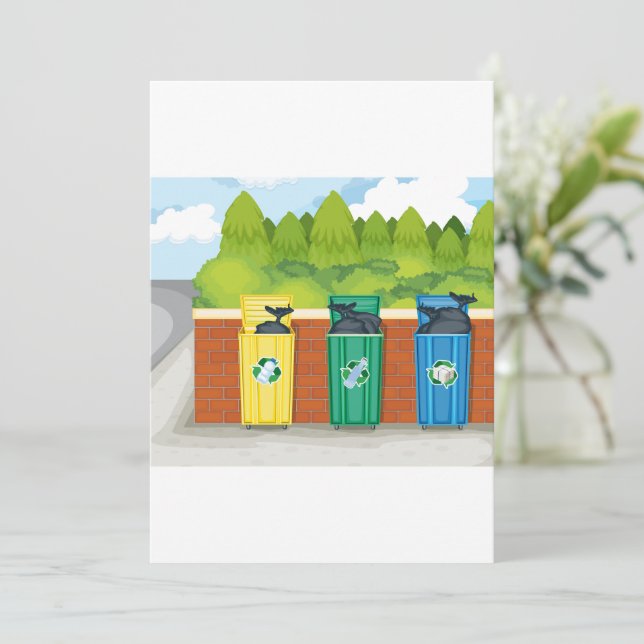 Recycling Bins Colour Coded Waste Sorting Invitation (Standing Front)