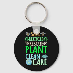Recycling Environmentalist Recycle Earth Day Rescu Keychain