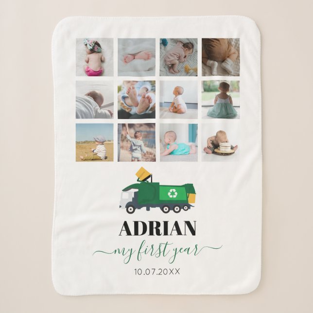 Recycling Garbage Truck Baby Boy 1st Year Photos Sherpa Blanket (Front)