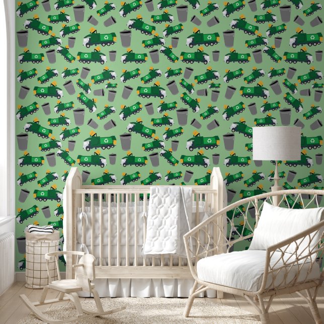 Recycling Garbage Truck Boys Nursery Bedroom Wallpaper (Kids)