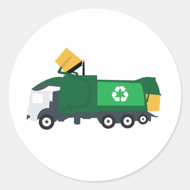Recycling Garbage Truck Classic Round Sticker (Front)