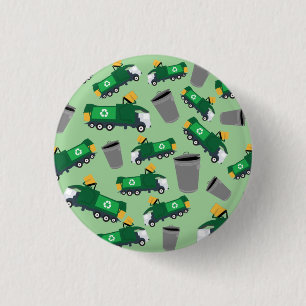 Recycling Garbage Truck Pattern 1 Inch Round Button