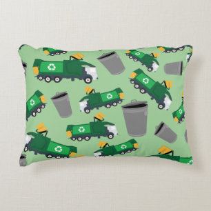 Recycling Garbage Truck Pattern Accent Pillow