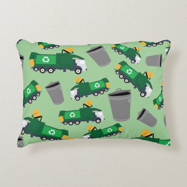 Recycling Garbage Truck Pattern Accent Pillow (Front)