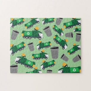 Recycling Garbage Truck Pattern Jigsaw Puzzle