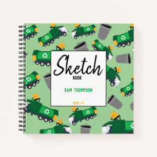 Recycling Garbage Truck Pattern Kids Sketchbook Notebook