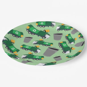 Recycling Garbage Truck Pattern Paper Plate