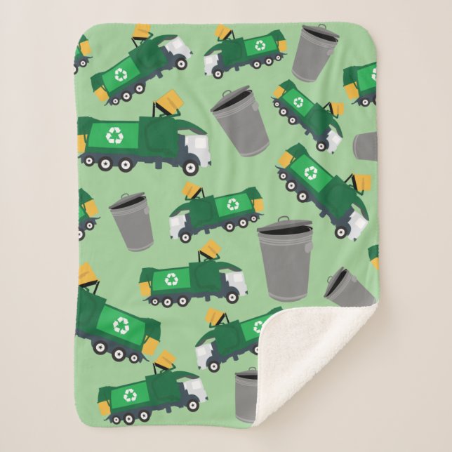 Recycling Garbage Truck Pattern Sherpa Blanket (Front)