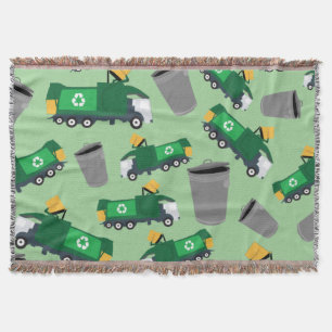 Recycling Garbage Truck Pattern Throw Blanket