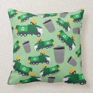 Recycling Garbage Truck Pattern Throw Pillow