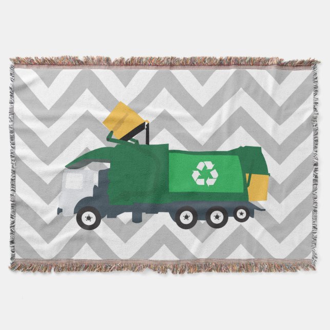 Recycling Garbage Truck Throw Blanket (Front)