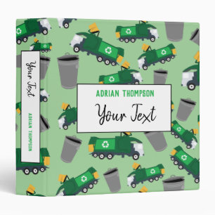 Recycling Garbage Trucks Pattern Kids Binder