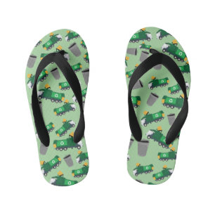 Recycling Garbage Trucks Pattern Kid's Flip Flops