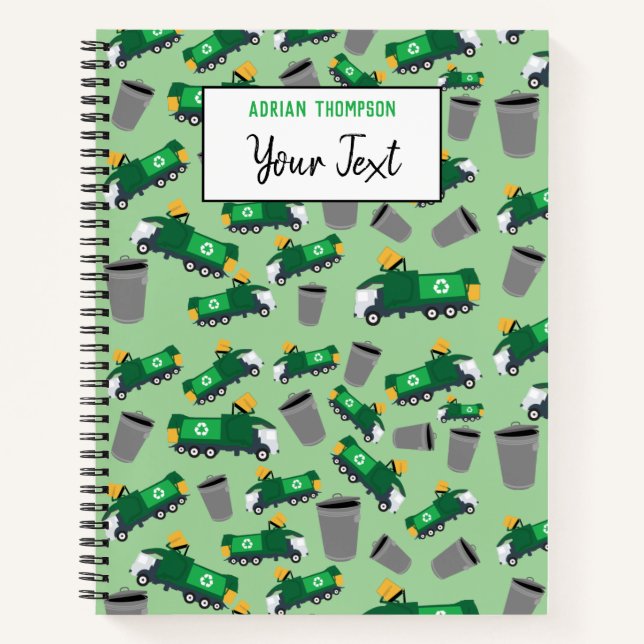 Recycling Garbage Trucks Pattern Kids Notebook (Front)