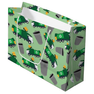 Recycling Garbage Trucks Pattern Large Gift Bag