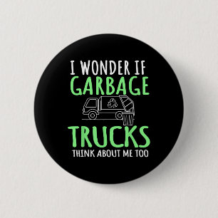 Recycling Garge Truck Trash Collector Recycle Eart 2 Inch Round Button