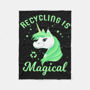 Recycling Is Magical Unicorn Earth Day T Shirt Fleece Blanket