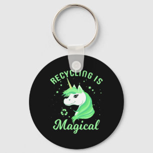 Recycling Is Magical Unicorn Earth Day T Shirt  Keychain
