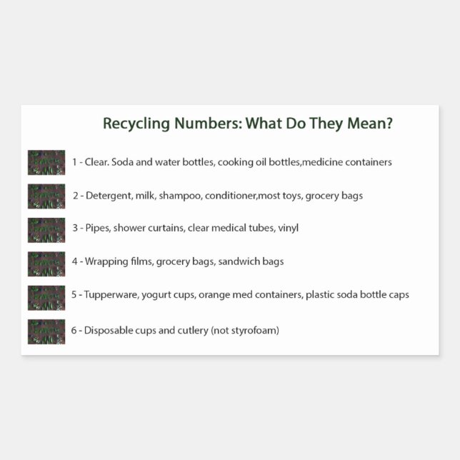 Recycling Numbers (White) Sticker (Front)